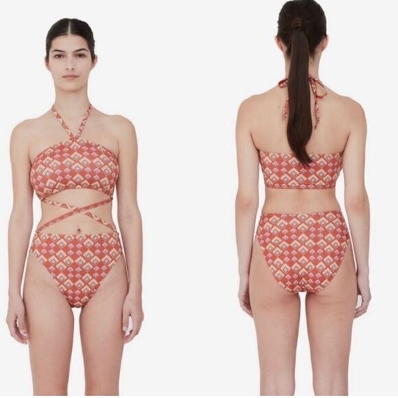 Free People X Beth Richards Gina Saffron Square Geo Swim Suit - Picture 7 of 7